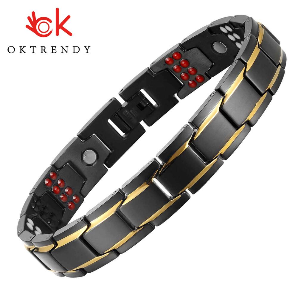 Mens Black Bracelet Gold Color - Health Wellness Bracelet ulasan dan harga