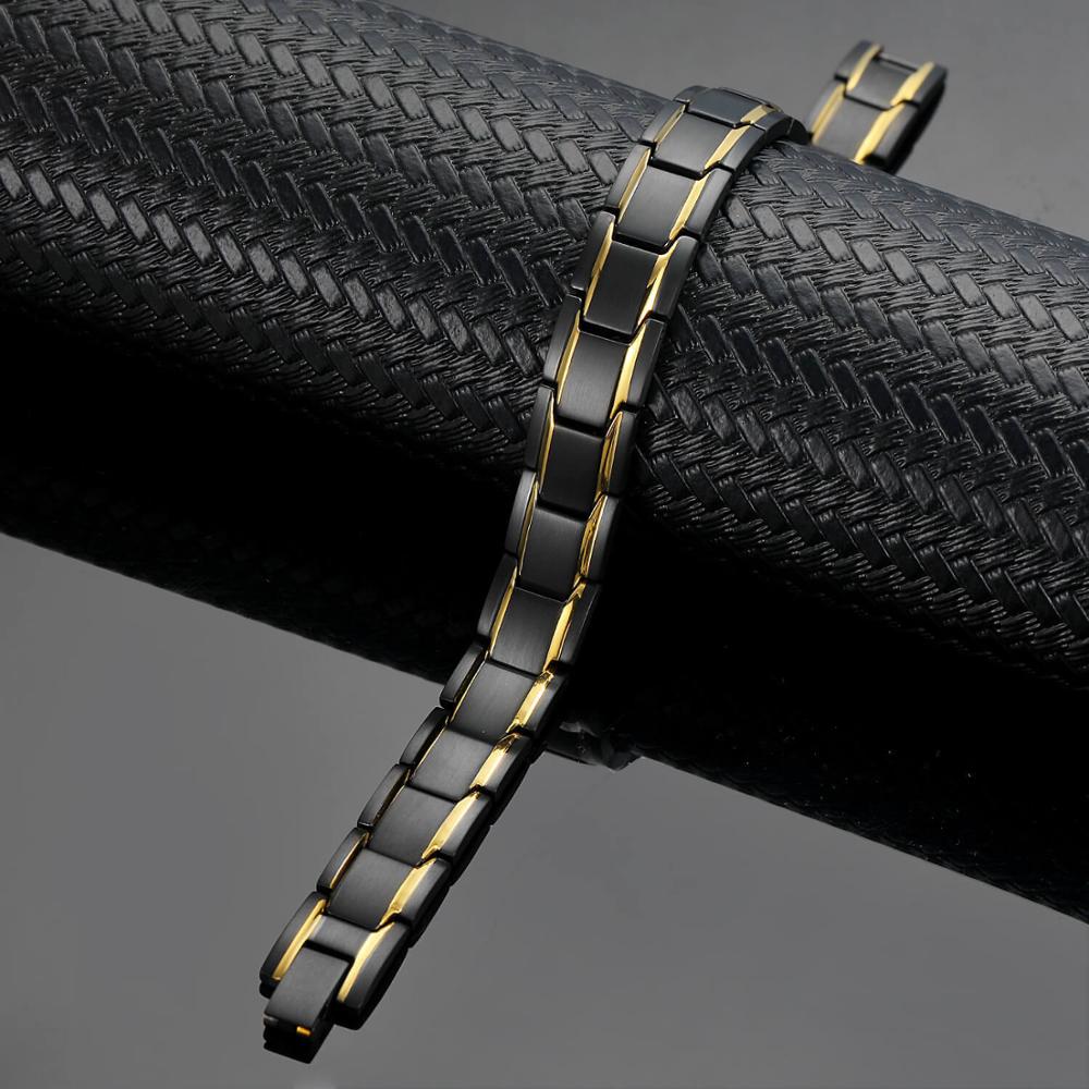 Mens Black Bracelet Gold Color - Health Wellness Bracelet ulasan dan harga
