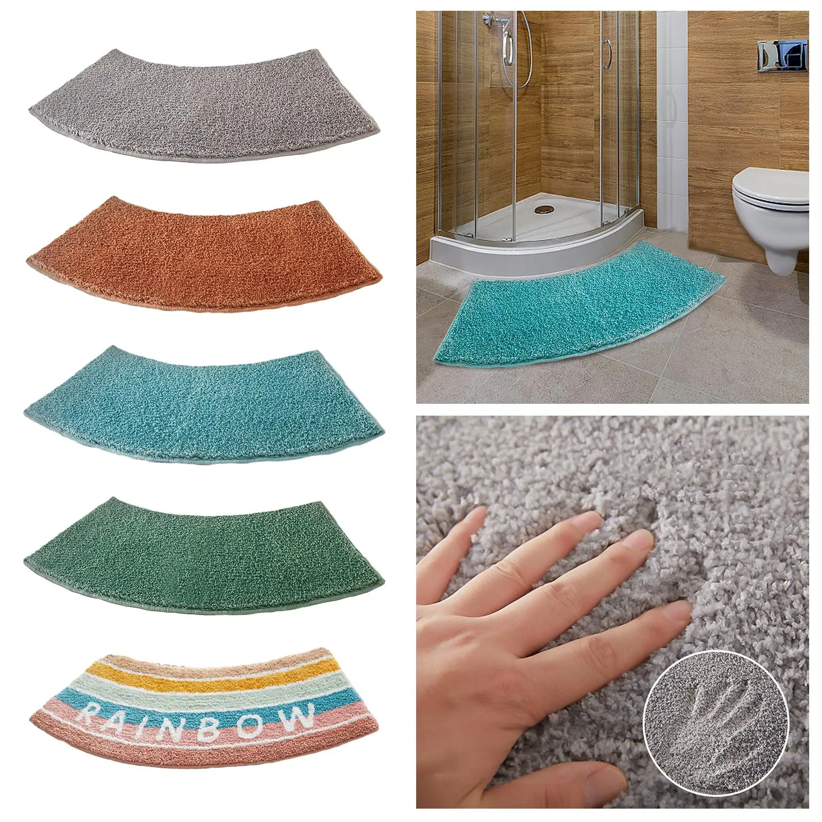 Curved Shower Mat Toilet Rug B - Bamboo Bath Mat ulasan dan harga