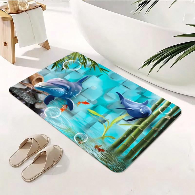 1 Piece Underwater Dolphin Bam - Bamboo Bath Mat ulasan dan harga