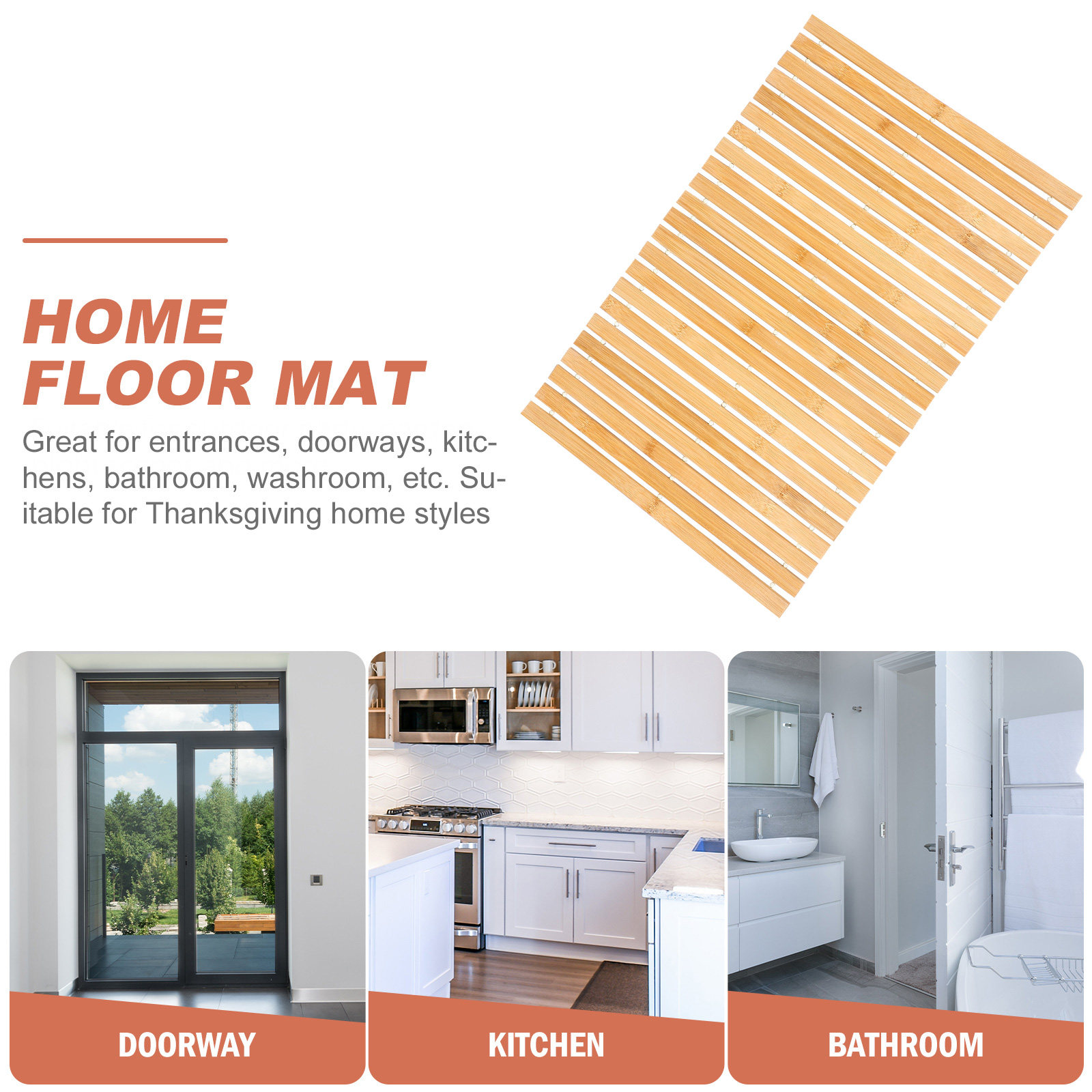Bamboo Bath Mat Non-slip Rug A - Bamboo Bath Mat ulasan dan harga